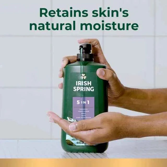 Irish Spring 5 in 1 Mens Body Wash Pump, Body Wash for Men, 30 Oz Pump Irish Spring 5 in 1 Mens Body Wash Pump, Body Wash for Men, 30 Oz Pump